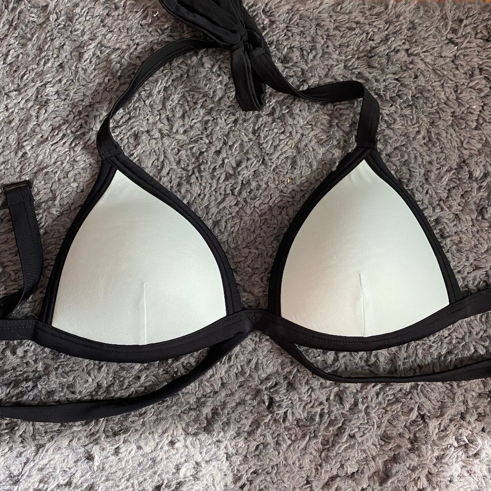 VS Pink Blue Black color block Bikini Top